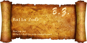 Balla Zoé névjegykártya