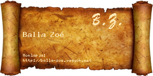 Balla Zoé névjegykártya